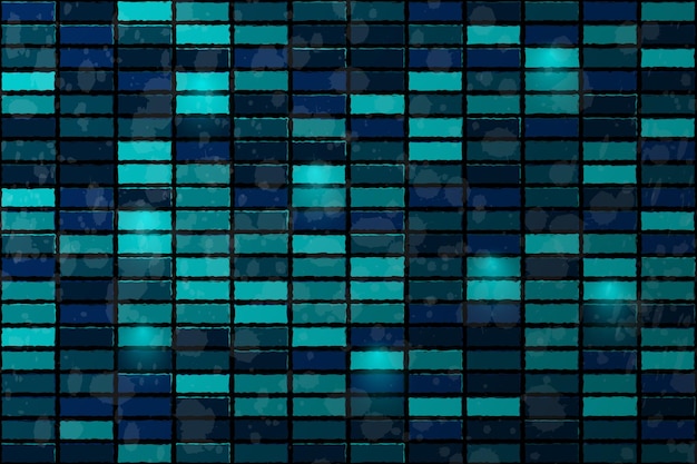 Abstract blue techno puzzle geometric background with squares bricks