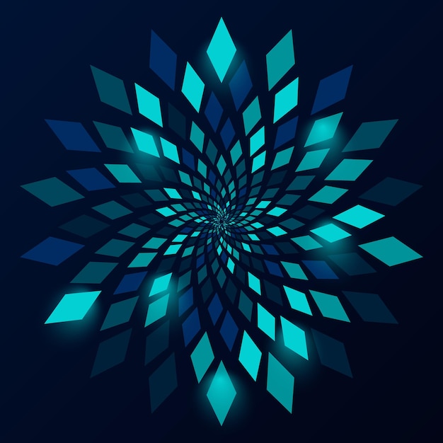 Vector abstract blue techno puzzle glowing geometric pattern background