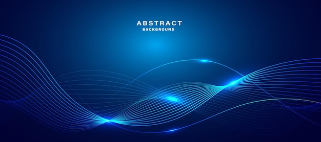 Abstract blue technology background with flowing lines