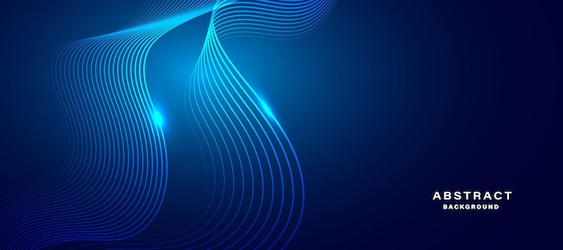 Abstract blue technology background with flowing lines