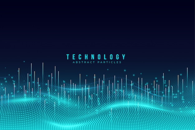 Vector abstract blue technology particles background