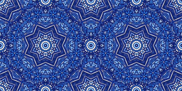 Vector abstract blue tile seamless ornamental vector pattern arabesque design good for wrapping paper textile gift scrapbook