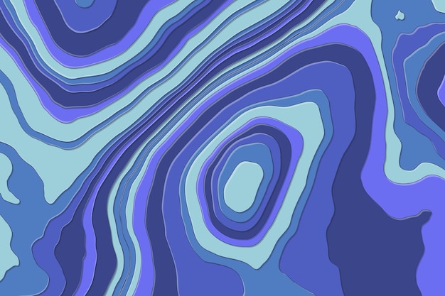 Abstract blue topographic map background design in papercut style