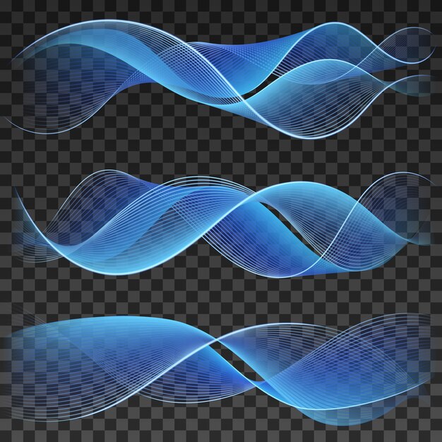 Vector abstract blue transparent waves