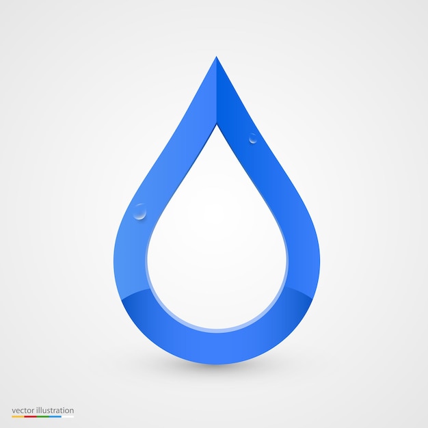 Vector abstract blue water drop on gray background