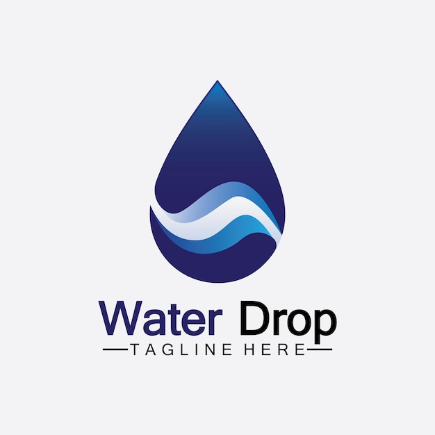 Абстрактный шаблон дизайна иллюстрации вектора логотипа падения голубой воды.