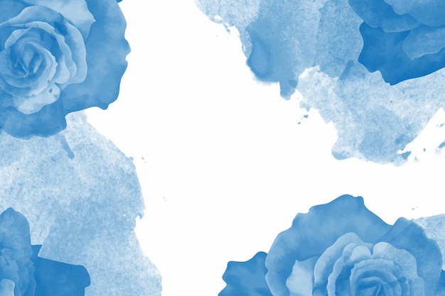 Abstract blue watercolor background with blue rose