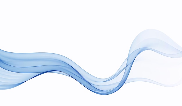 Abstract blue wave background transparent wavy lines A wave of blue smoke or liquid