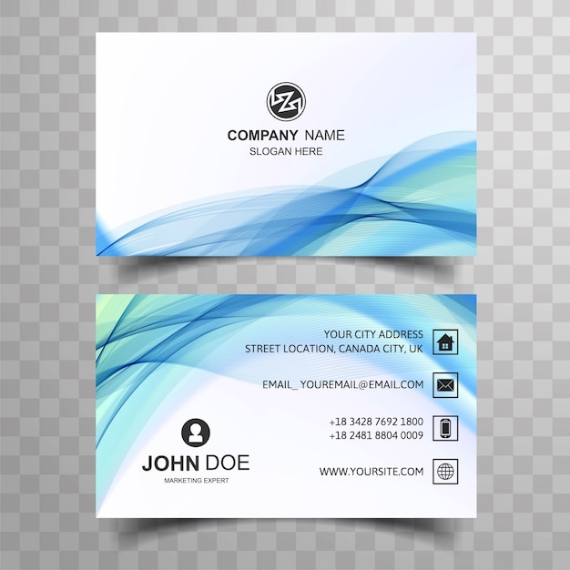 Abstract blue wave business card baclkground