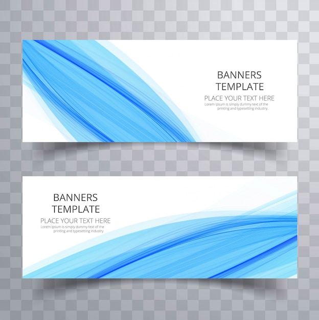 Abstract blue wavy banners set design