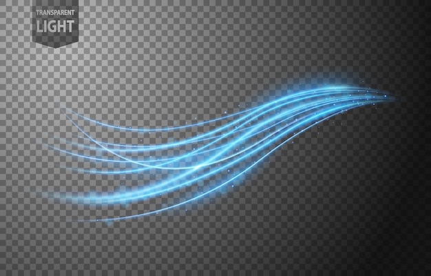 Vector abstract blue wavy line of light