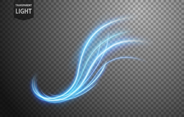 Abstract blue wavy line of light