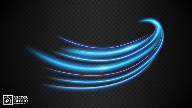 Abstract blue wavy line of light