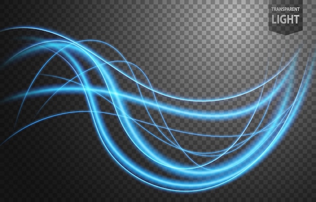 Abstract blue wavy line of light