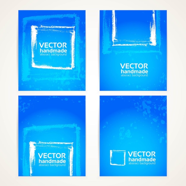 Vector abstract blue and white brush texture on banner set