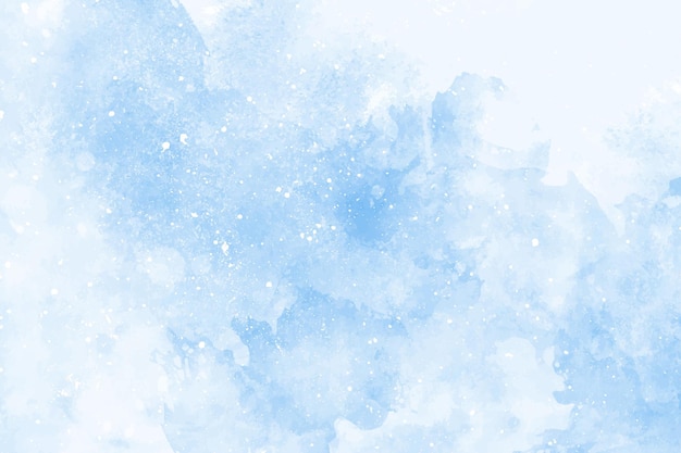 Abstract blue winter watercolor background. Sky pattern with snow. Light blue watercolour paper texture background. Vector water color design illustration