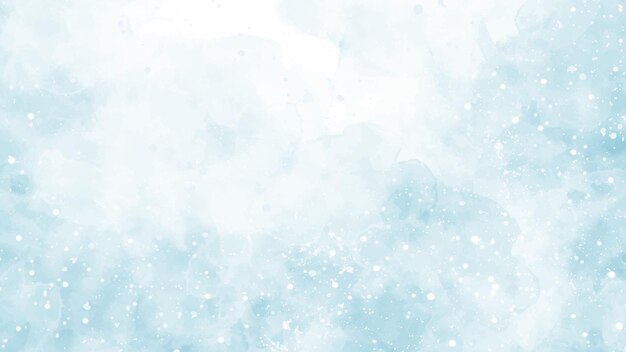 Abstract blue winter watercolor background Sky pattern with snow