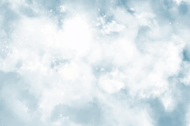 Abstract blue winter watercolor background Sky pattern with snow