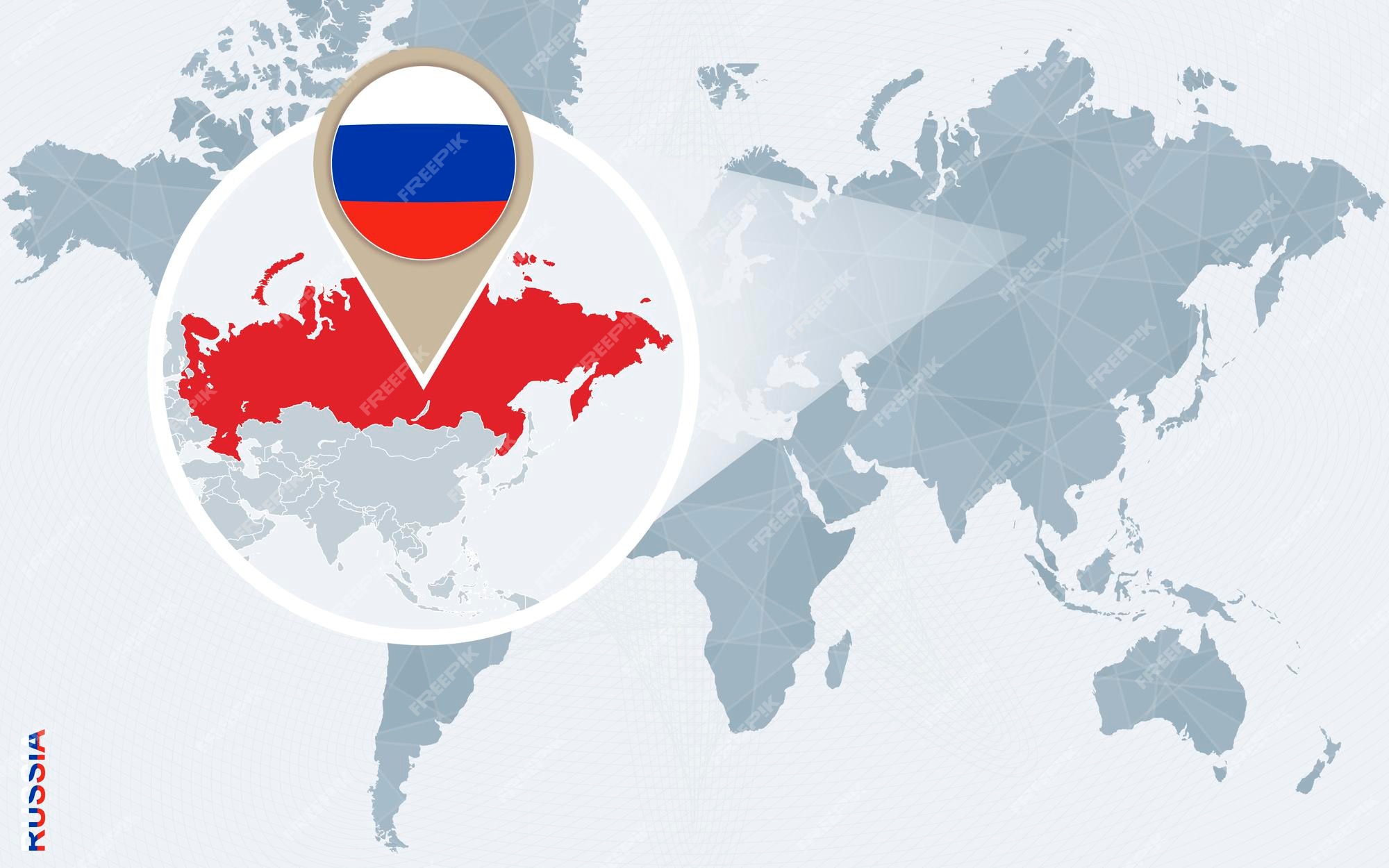 World map with russia flag Royalty Free Vector Image