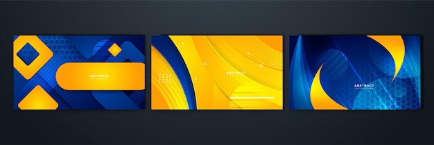 Абстрактный синий и желтый фон Дизайн шаблона плаката на веб-фоне баннер брошюра сайт флаер целевая страница презентация сертификат и вебинар