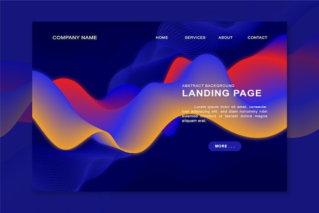 Vector abstract blurred wave blue orange landing page