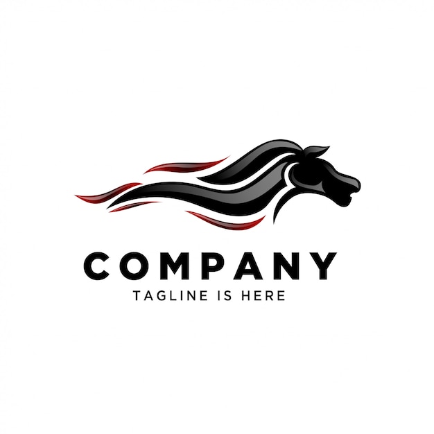 Abstract body horse running art logo