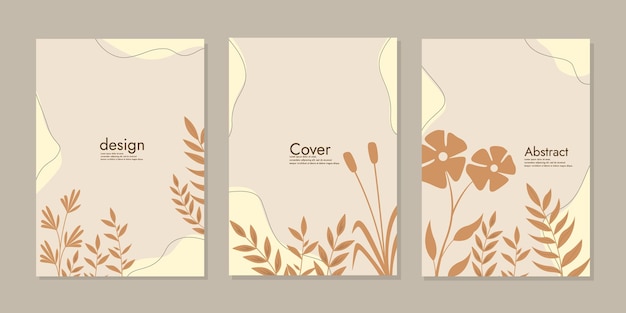 abstract boekomslag mockup lay-outontwerp met handgetekende bloemdecoraties formaat A4 voor notebooks