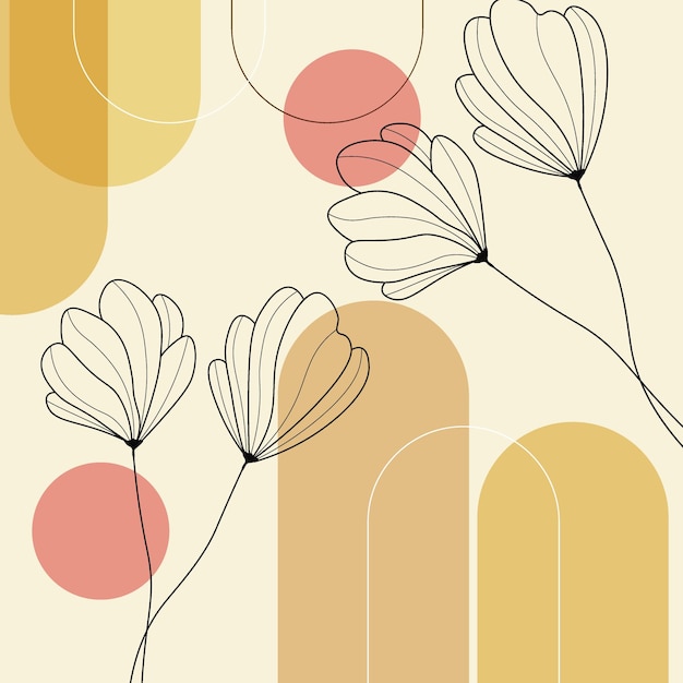 abstract boho floral natural contemporary wall art wallpaper design