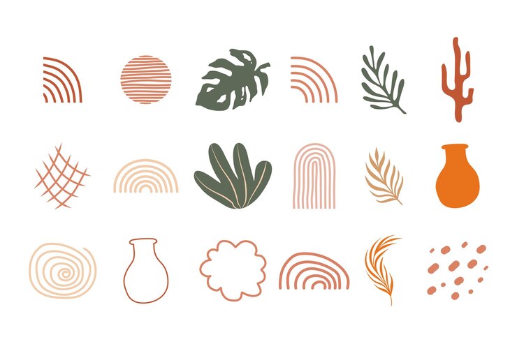 Vector abstract boho organic shape element set