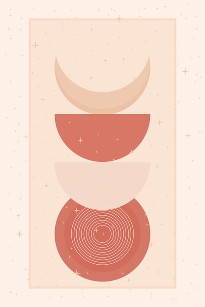 Vector abstract  boho style minimalist moon