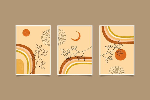 абстрактная коллекция радужных стен луны и солнца в стиле бохо