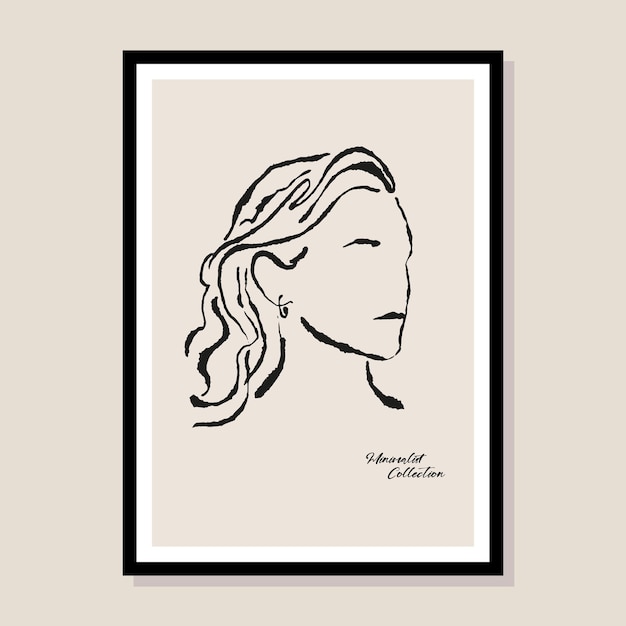 Abstract boho style woman silhouette vector art print poster for your wall art gallery