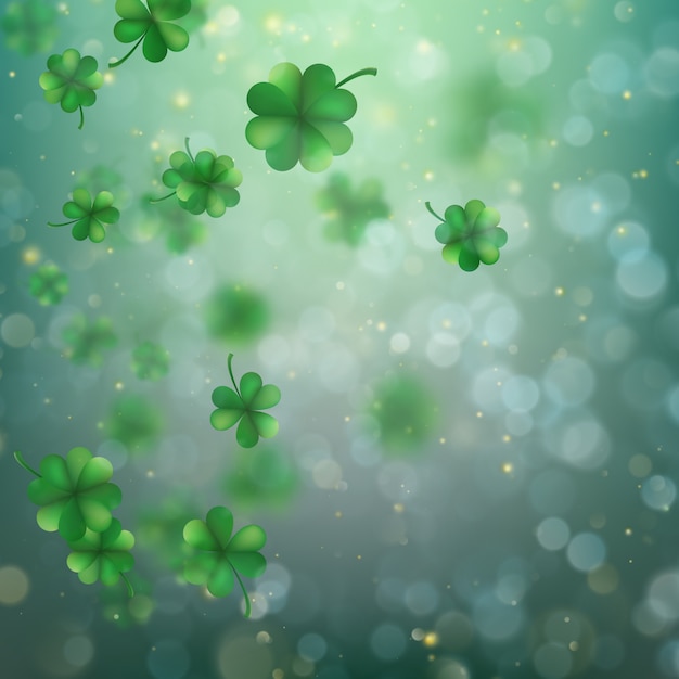 Abstract bokeh blur template with - trifolium clovers.  