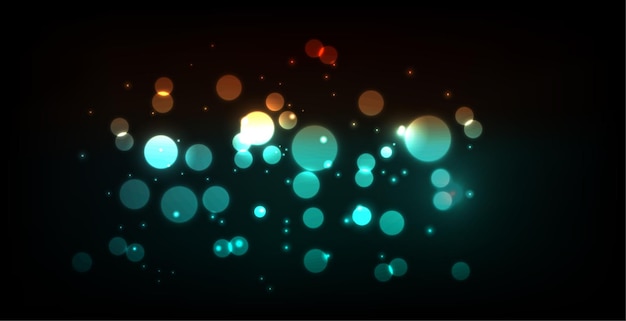 Abstract bokeh light background with glowing blue and orange circles