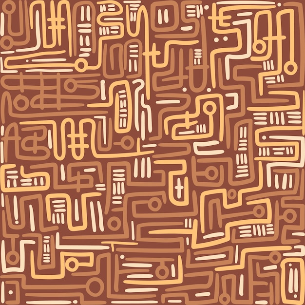 abstract bold line doodle seamless pattern