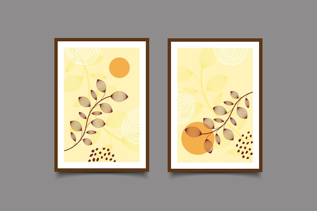 Abstract botanical minimalist wall art collection