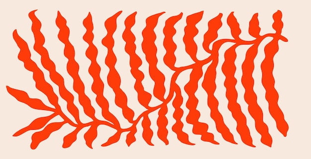 추상 식물 포스터 현대 배경 최소한의 현대 잎 요소 마티스 스타일