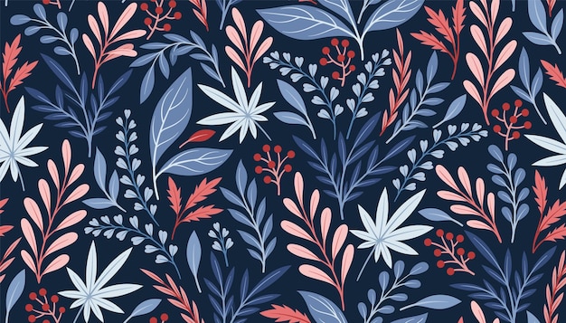 Abstract botanical seamless pattern