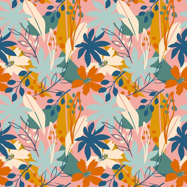 Abstract botanical seamless pattern