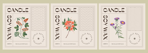 Abstract botanical vector cosmetics printable label design template for branding packaging design