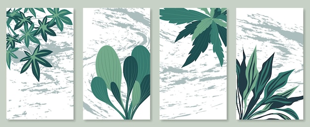 Vector abstract botanical wall art set vector illustration in scandinavian design