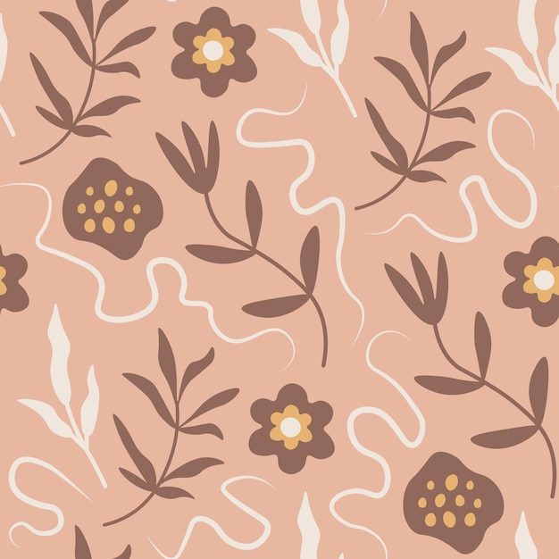 Abstract botany pastel seamless pattern