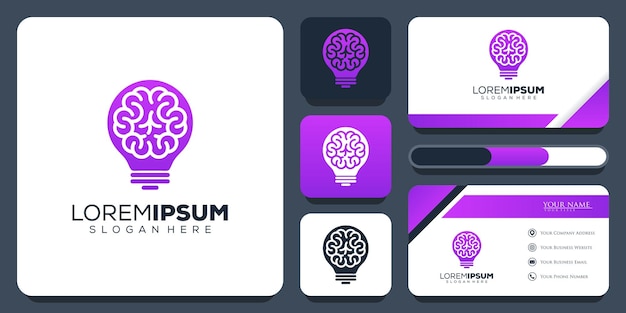 Vector abstract brain bulb logo design