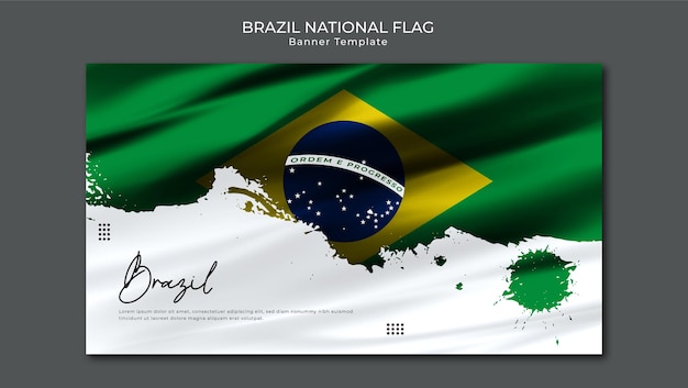 Vector abstract brazil flag on grunge background realistic cloth texture brazil flag