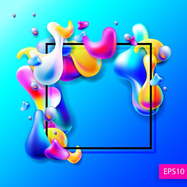 Vector abstract bright colorful plasma drops shapes pattern isolated on transparent background for banner