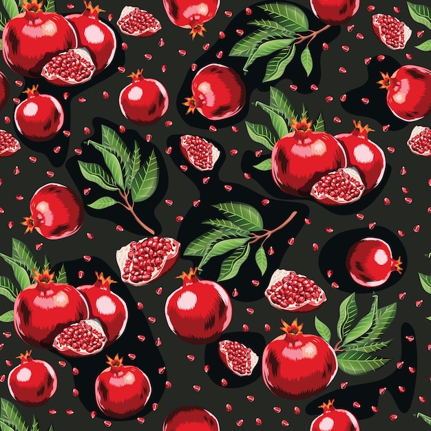 Vector abstract bright colorful pomegranate seamless pattern