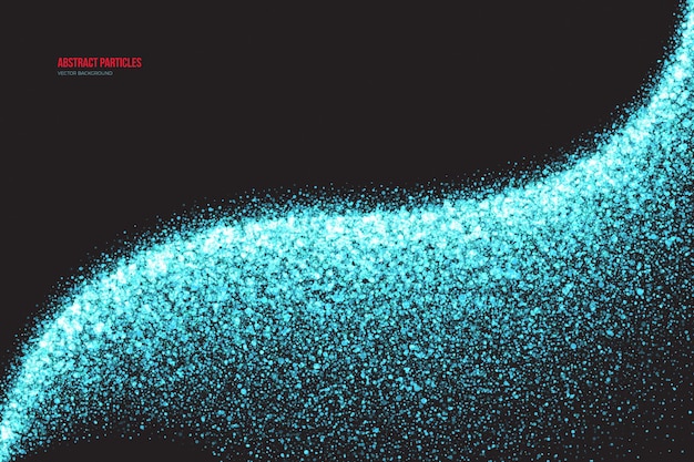 Abstract bright cyan shimmer round particles vector background