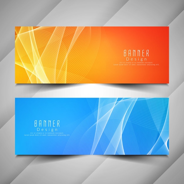 Vector abstract bright wavy elegant banners set