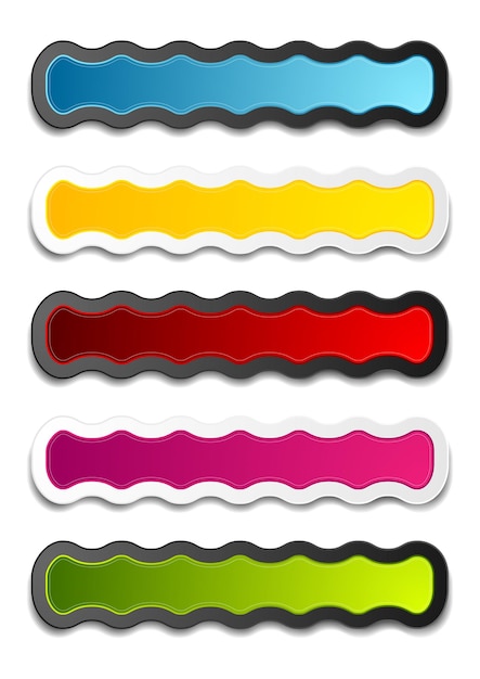 Abstract bright wavy stickers design set