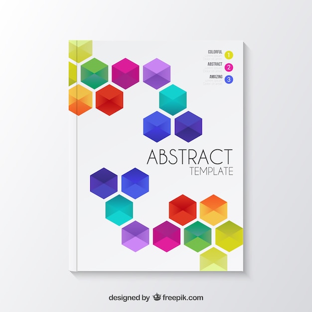 Abstract brochure with colorful hexagons